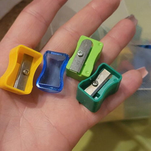 Pencil sharpeners colorful plastic new with and without cap