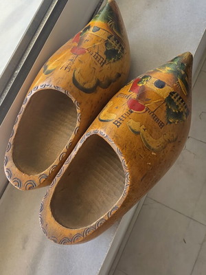 Vintage Dutch Clogs Wooden Pair used, handmade decorative