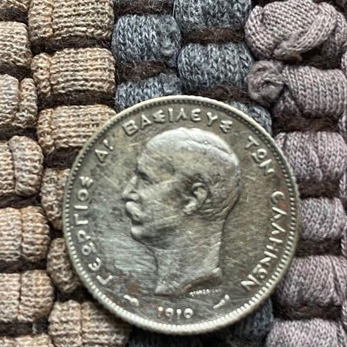 Greek Drachma 1 Drachma 1910 Silver used, King George I