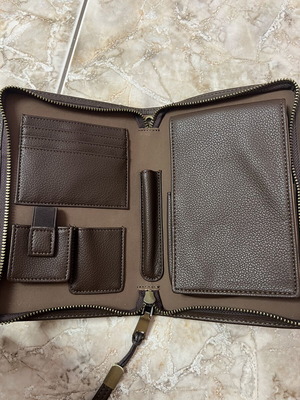 Leather cigar case with lighter, cutter, pen and card slots