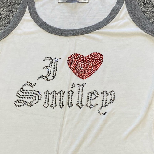 Danoff women's summer tank top like new, white with strass design