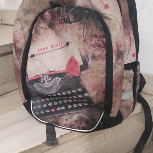 Polo Love Story School Backpack used, retro romantic design