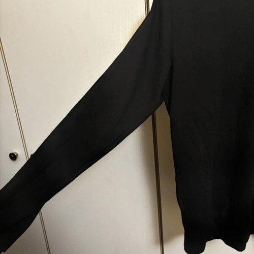 Black sweatshirt-style blouse with open back, like new, size large