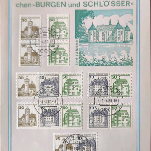 Commemorative philatelic card Zusammendrucke aus Markenheftchen BURGEN und SCHLÖSSER new
