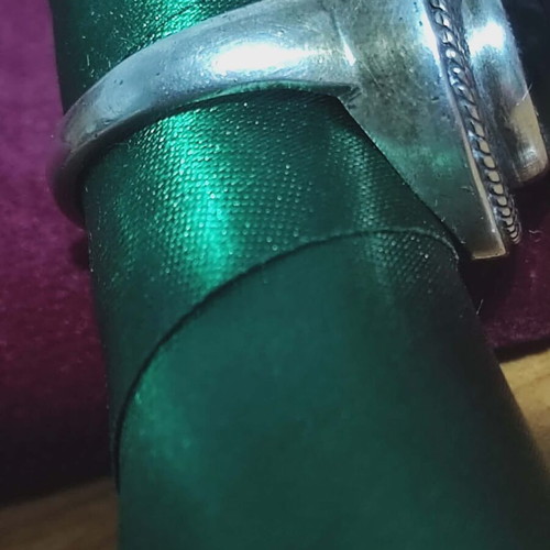 Silver ring 925 with green mineral stone, like new, size 20