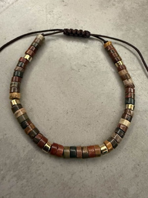Bracelet with beads in earthy tones adjustable, new