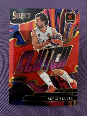 2025-26 Panini Select EuroLeague BK Sergio Llull Clutch Red Prizm card like new