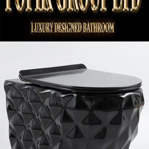 Luxury Black Diamond Wall Hung Toilet new, matte black ceramic