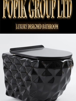 Luxury Black Diamond Wall Hung Toilet new, matte black ceramic