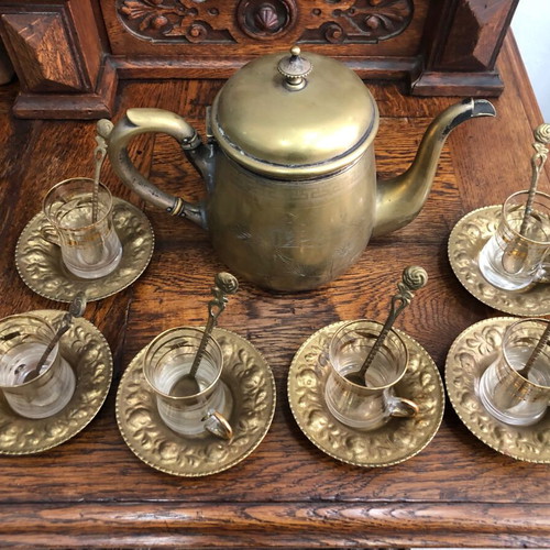 Old Turkish tea set used in good condition