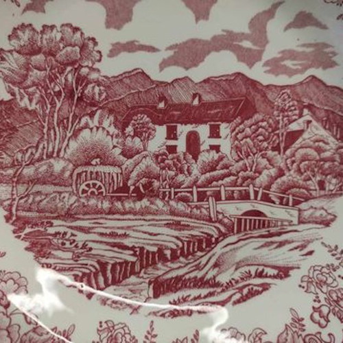 Porcelain plate Swiss landscape like new with metal frame