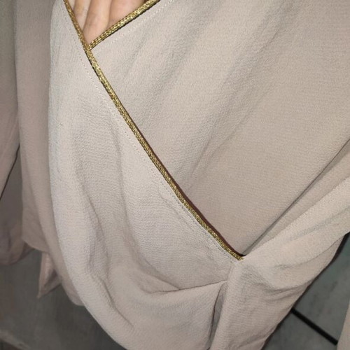 Bimba Nude Wrap Blouse Small with Gold Detail like new
