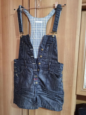 Denim dungaree dress like new, size L, blue