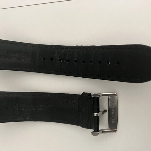 Armani Exchange leather watch strap, black