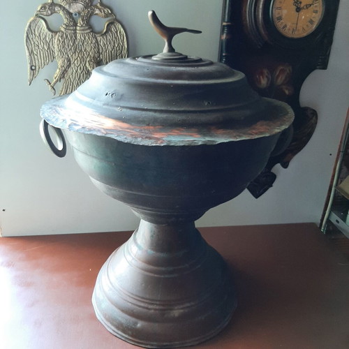 Prewar copper mangali with brass handles used