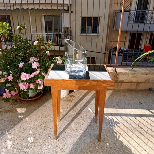 Crystal vase used with engraved leaves, made in Germany