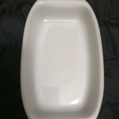 Opal glass Pyrex baking dish new, white, small