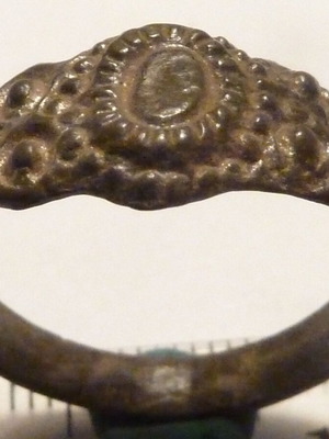 Renaissance bronze ring used, richly decorated