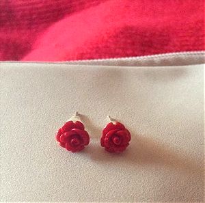 Καρφωτά Σκουλαρίκια - Κόκκινο Τριαντάφυλλο