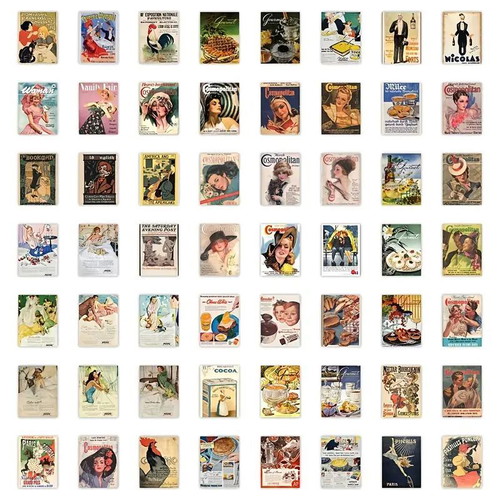 Retro vinyl stickers new, set of 63 pieces