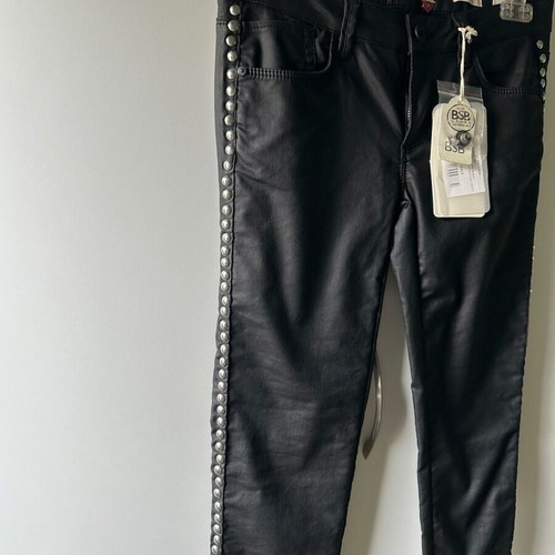 BSB Jeans Sadie Leather Pants New Black with Studs