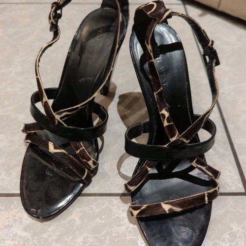 Nine West pony skin sandals used, size 37, black