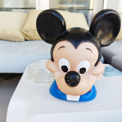 Plastic Mickey Mouse vintage piggy bank used 1971