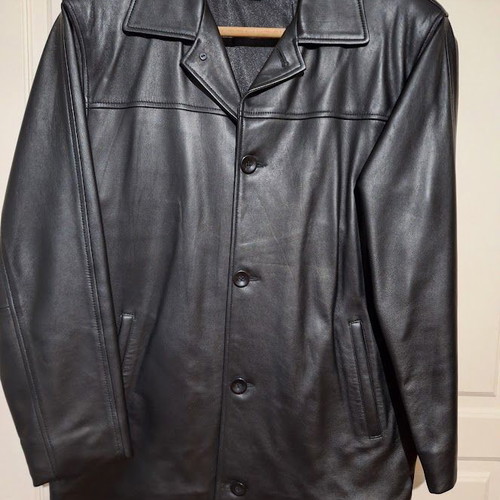 Men's Faux Leather Coat Black Size M New