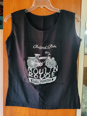 Women's tank top size 42 new, black with white decorations