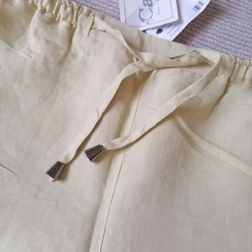 Cargi women's linen pants size L new, yellow