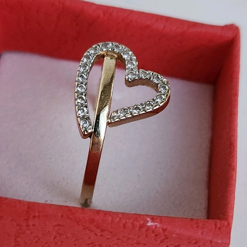 Gold ring 14 carat used, 585 gold with zircon, size 57 or 17