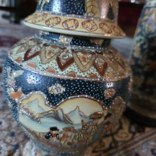 Japanese Shatsuma lampshade with vintage parchment shade like new