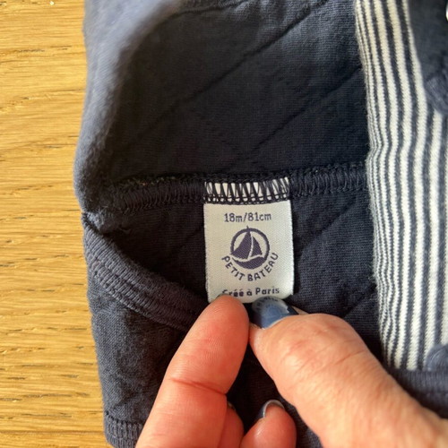 Petit Bateau quilted cotton salopette like new, size 18 months