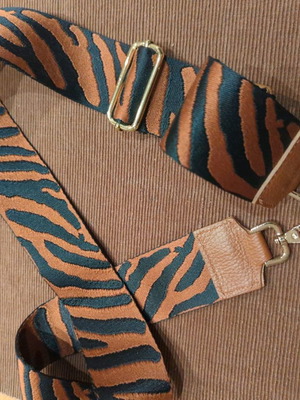 Animal print bag strap brown black new with gold details