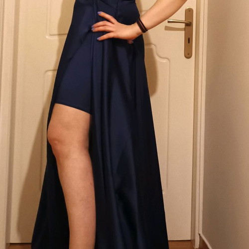 Royal blue satin evening dress new, size Medium and Large