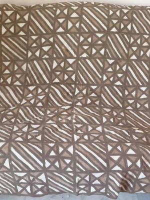 African woven hemp throw blanket like new, hand-painted with natural dyes
