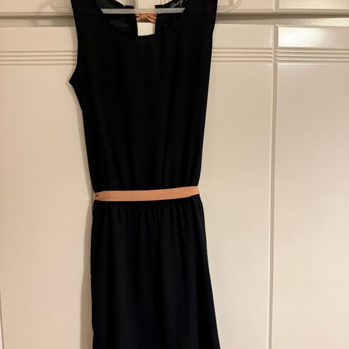Black dress like new with peach bows and belt