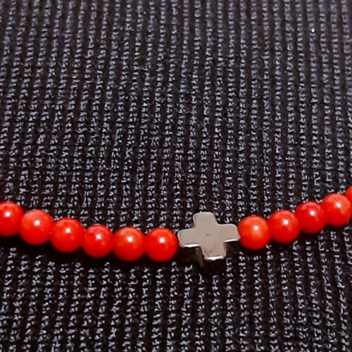 Roxanne Bracelet handmade with coral, hematite and 925 silver, new