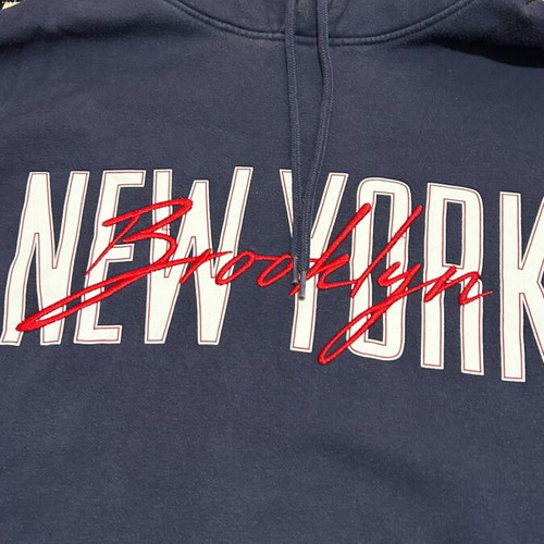Men's blue hoodie with print H&M used