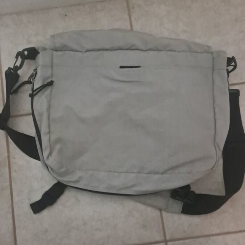 School shoulder bag used, grey with large pocket