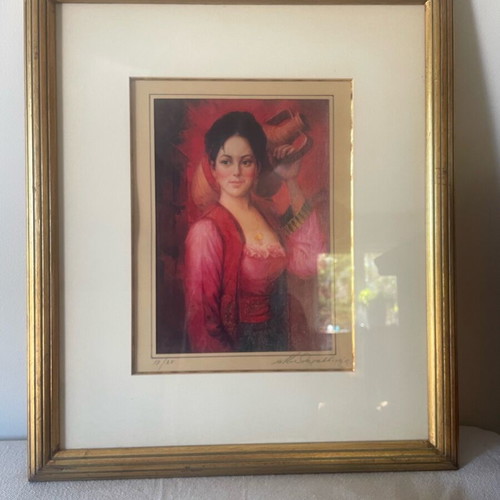 Botis Thalassinos Numbered Lithograph “Woman with Jug” like new with frame