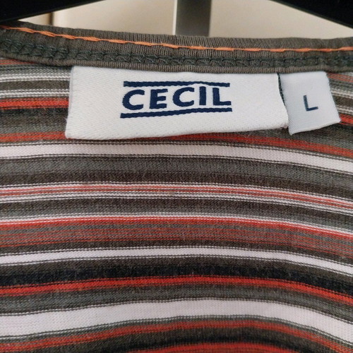 Cecil striped blouse No L used, cotton, green and orange
