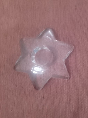 Glass star-shaped base like new, 15 cm