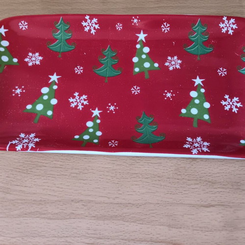 Ceramic Christmas Platter with Spatula like new