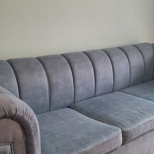 Sofa set 3+2+1 used, sky blue Chesterfield style