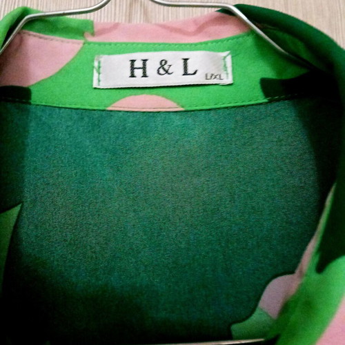 Sleeveless shirt L/XL, green and pink
