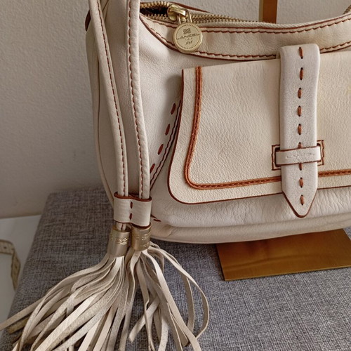 Lancel vintage original shoulder bag used, ecru color