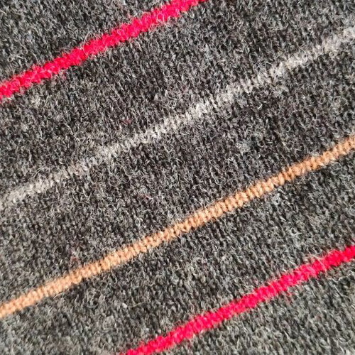Glou Collection wool scarf, 100% wool, dark grey with stripes