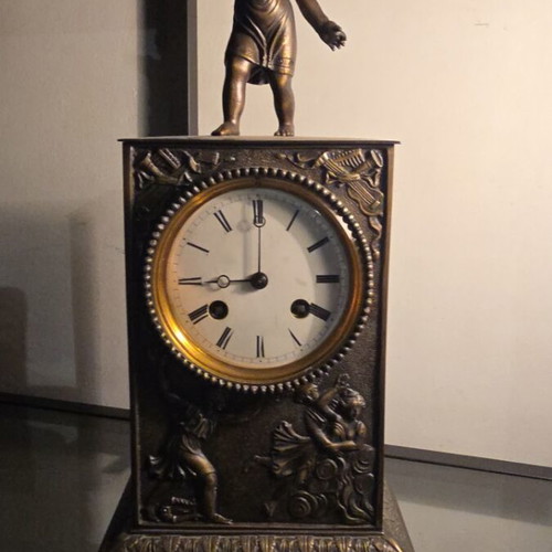 Bronze Pendulum Clock Refurbished, 37 cm Height, 8 Day Movement