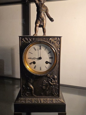 Bronze Pendulum Clock Refurbished, 37 cm Height, 8 Day Movement